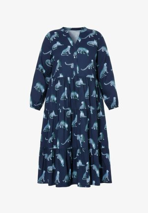 Studio Untold, MAXI DRESS, LEOPARD PRINT, V-NECKLINE, FLOUNCES - Jurk - marine