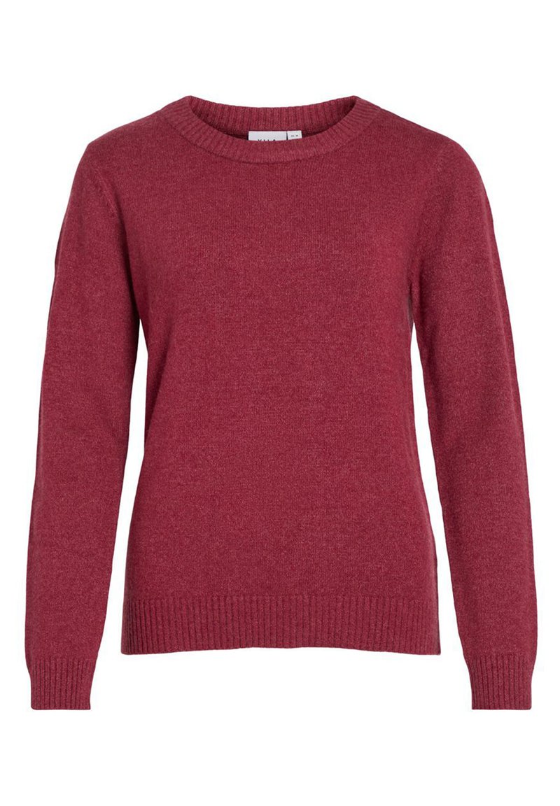 VILA - VIRIL O-NECK L/S  NOOS - Strikkegenser - beet reddetail/dark melange, Forstørre