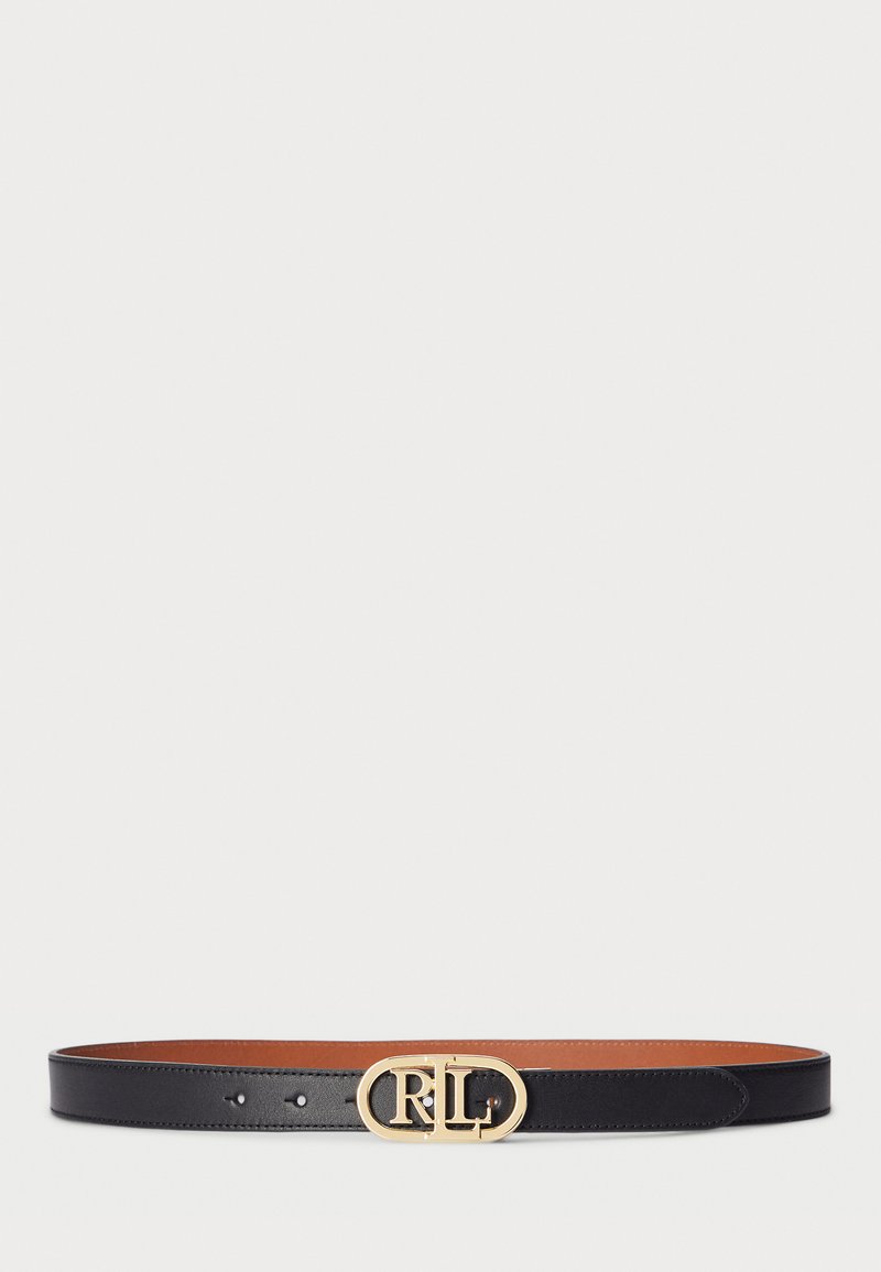 Lauren Ralph Lauren - OVAL LOGO REVERSIBLE LEATHER SKINNY BELT - Bälte - black/brown, Förstora