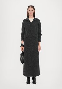 CLOSED MOCK NECK LONG SLEEVE - Strickpullover - dark grey melange