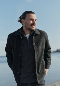 Dobber JON HALF ZIP - Stickad tröja - dark grey mel