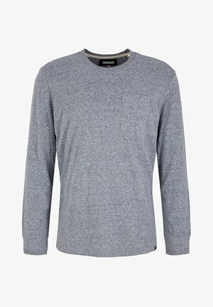 Chemise à manches longues en tissu gris chiné avec un col rond et une poche poitrine gauche. Dotée de poignets côtelés et d'un ourlet droit.