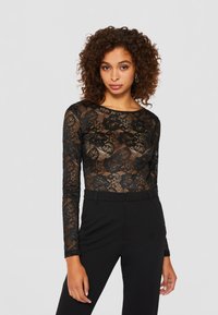 Urban Classics - LADIES LACE LONGSLEEVE BODY - Pusero - black Pienoiskuva 1