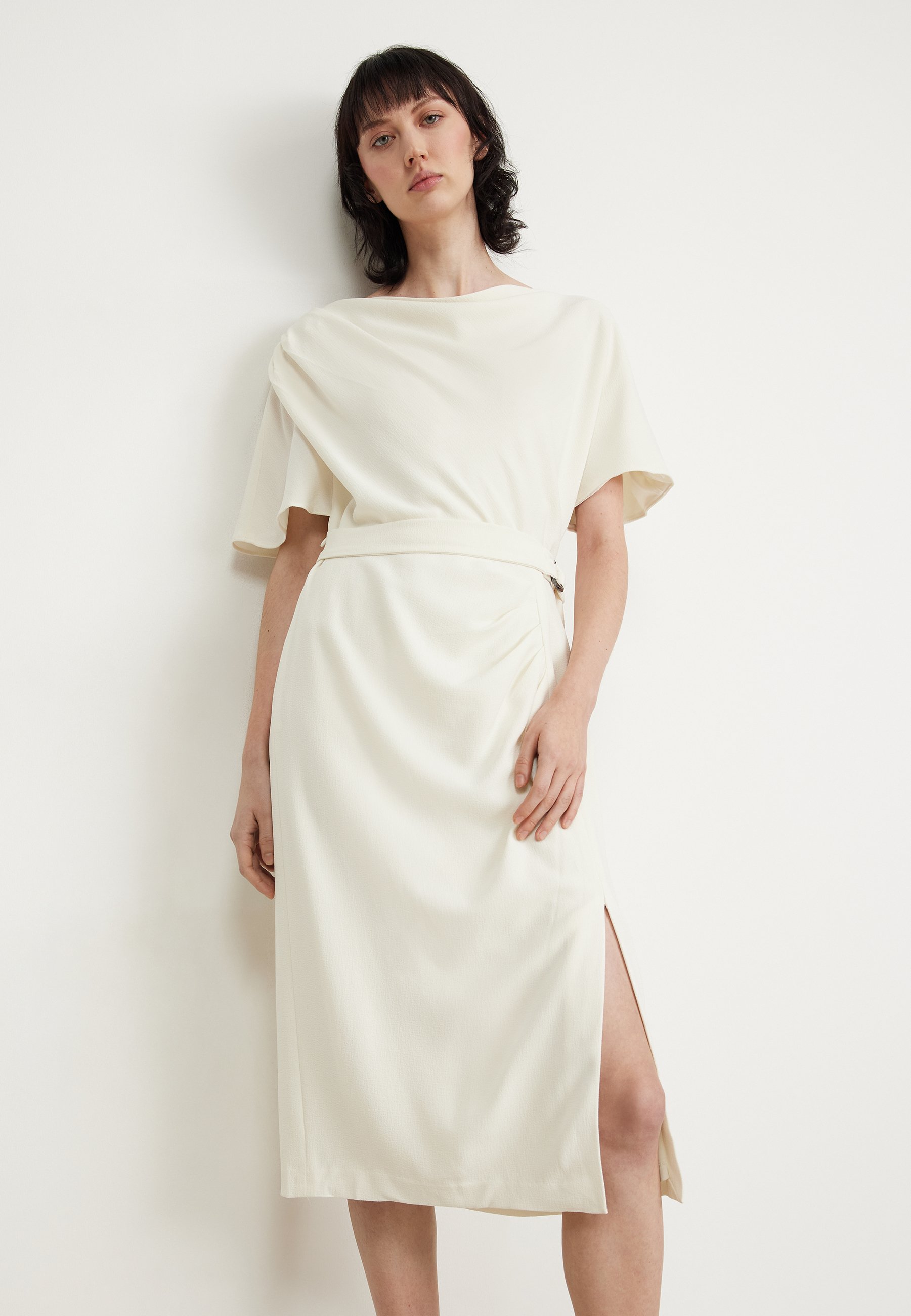 dkny white linen dress