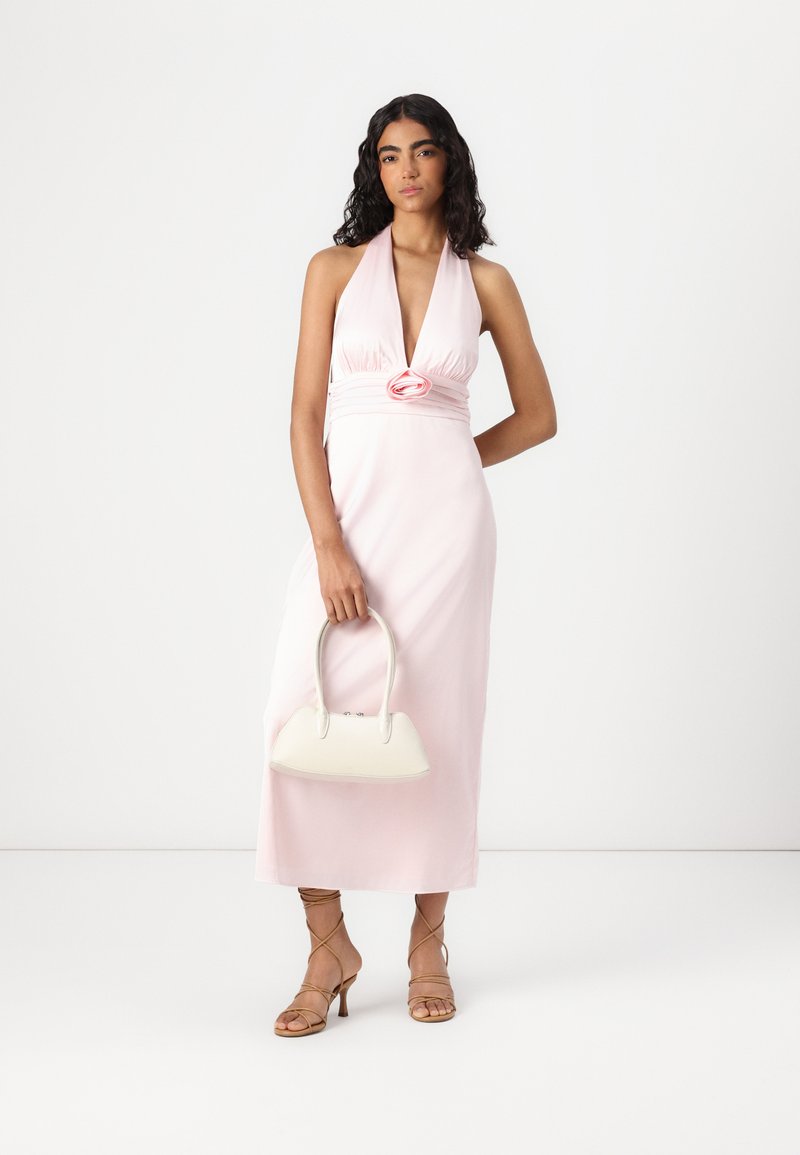 pink dusty dress Peyton Strapless Satin Maxi Dress