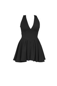 WAL G PETITE MELODY V NECK PLEATED SKATER - Cocktailkjole - black