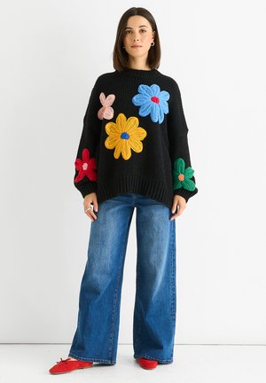 FLORAL  - Strickpullover - schwarz