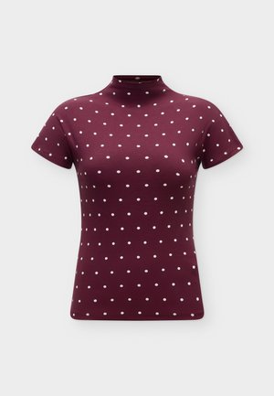 Marc O'Polo DENIM, HIGH NECK - T-shirt imprimé - dark red/multi-coloured