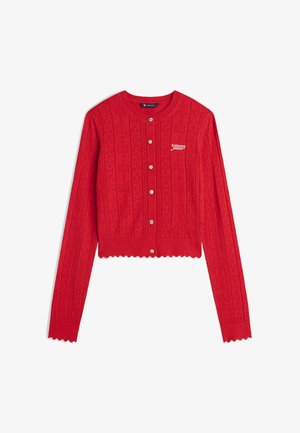 Tommy Jeans, TJW POINTELLE CARDIGAN - Vest - amaryllis red