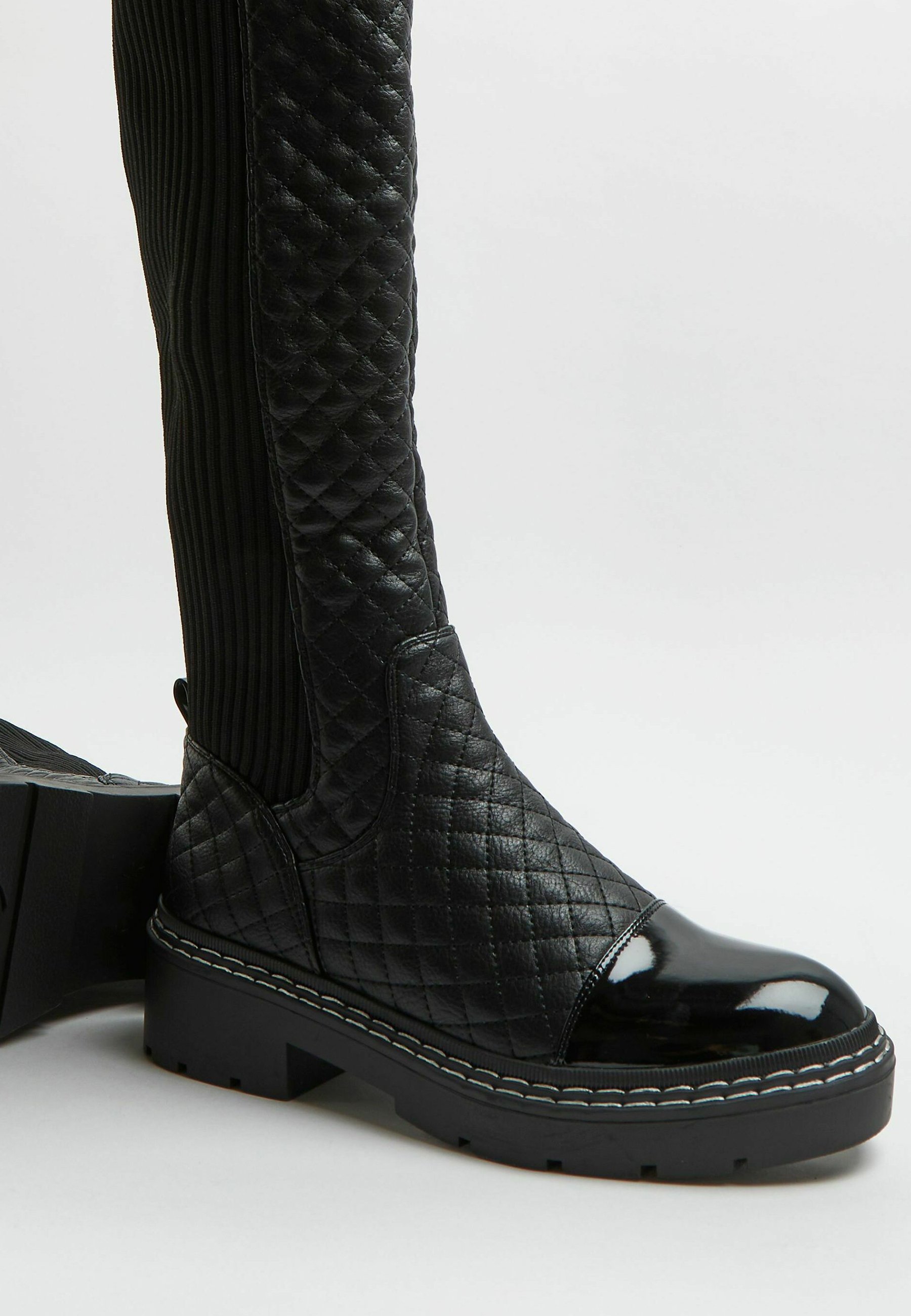 River Island QUILTED - Overknee laarzen - black/zwart - Zalando.be