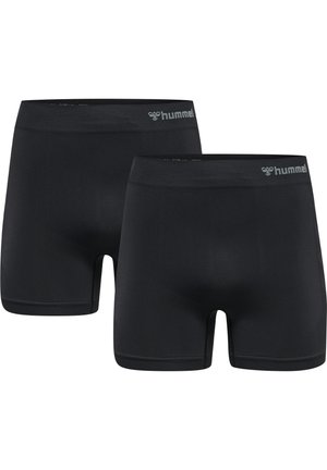 Schwarze Boxershorts aus dehnbarem Stoff, mit glatter Textur und einem Logobund an der Taille. Enthält zwei Paare.