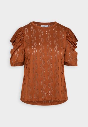 VIFLORA - T-shirt print - caramel café