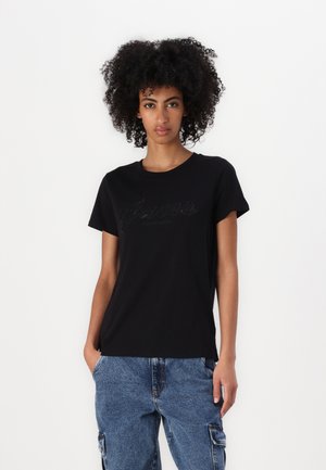 Guess SCRIPT LOGO - Camiseta estampada - jet black
