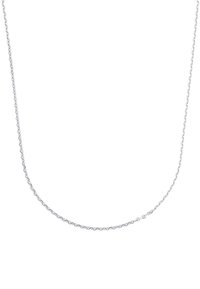 Collana in argento con un design delicato e allungato dei link. Texture liscia, con una leggera lucentezza e una chiusura a morsetto sicura.