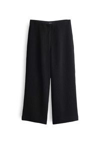 HIGH RISE WIDE CROPPED CRINKLE EFFECT - Broek - black