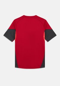 Punane spordisärk mustade külgpaneelidega, lühikeste varrukatega ja ümar kaelusega. Valmistatud kerge, niiskust imava materjaliga.