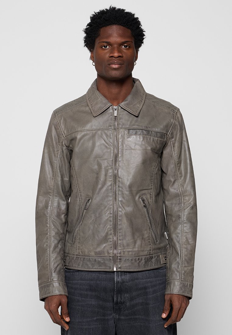 Lee Cooper Leren jas grijs Lee Cooper Leren jas grijs