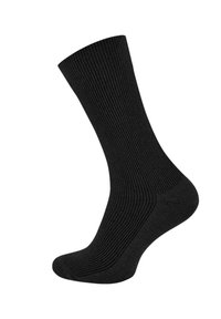 Calze nere a coste con design senza cuciture sulla punta, realizzate in un materiale morbido e elastico per comfort e durabilità.