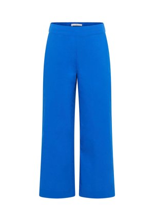 Bright blue wide-leg pants with a high waistband and clean, simple design, displayed against a white background.