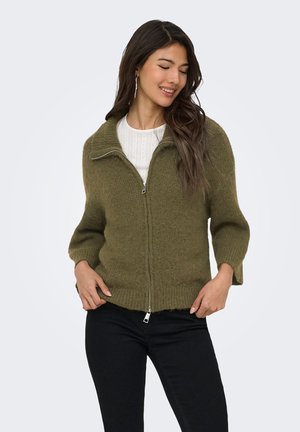ONLY, ONLMAGGIE 3/4 WIDE ZIP CARDI CC KNT - Жилетка - beech detail:melange/silver zipper