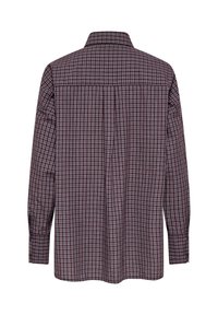 Chemise à manches longues avec un motif à carreaux bordeaux, marine et blanc, dotée d'un col boutonné et de poignets à boutons. Tissu en mélange de coton.