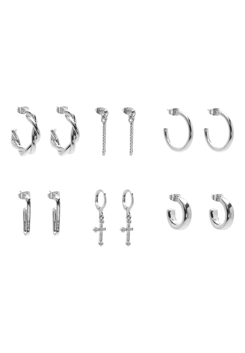 PULL&BEAR 6 PACK TONED Ohrringe silver coloured/silberfarben
