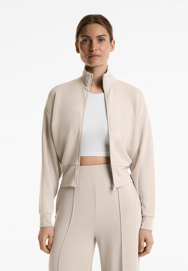 SOFT TOUCH HIGH COLLAR - Sweatjacke - mottled beige