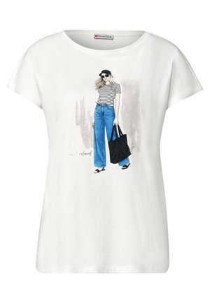 Street One, DROPPED SHOULDER SHIRT MIT FRONTPRINT - T-Shirt print - off white