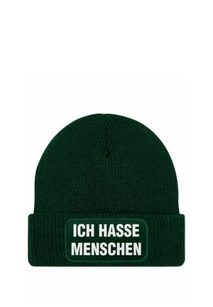 MIT PATCH SPRUCH ICH HASSE MENSCHEN - Beanie - dunkelgrün