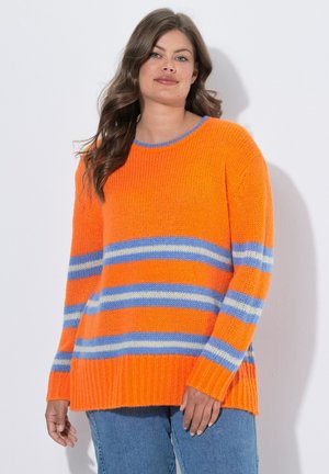 LAURASØN STRIPED CONTRAST COLOR  SWEATER - Strickpullover - neon orange