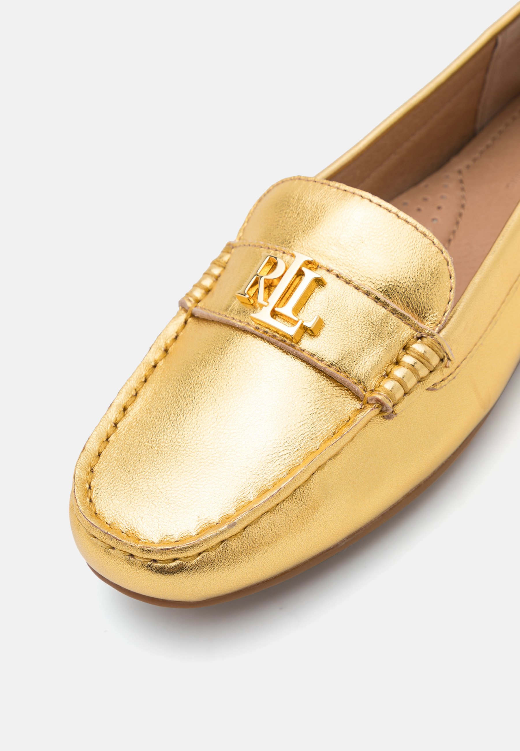 LAUREN RALPH LAUREN ゴールド ローファー EU 38.5 Lauren Ralph Lauren BARNSBURY METALLIC NAPPA LEATHER DRIVER