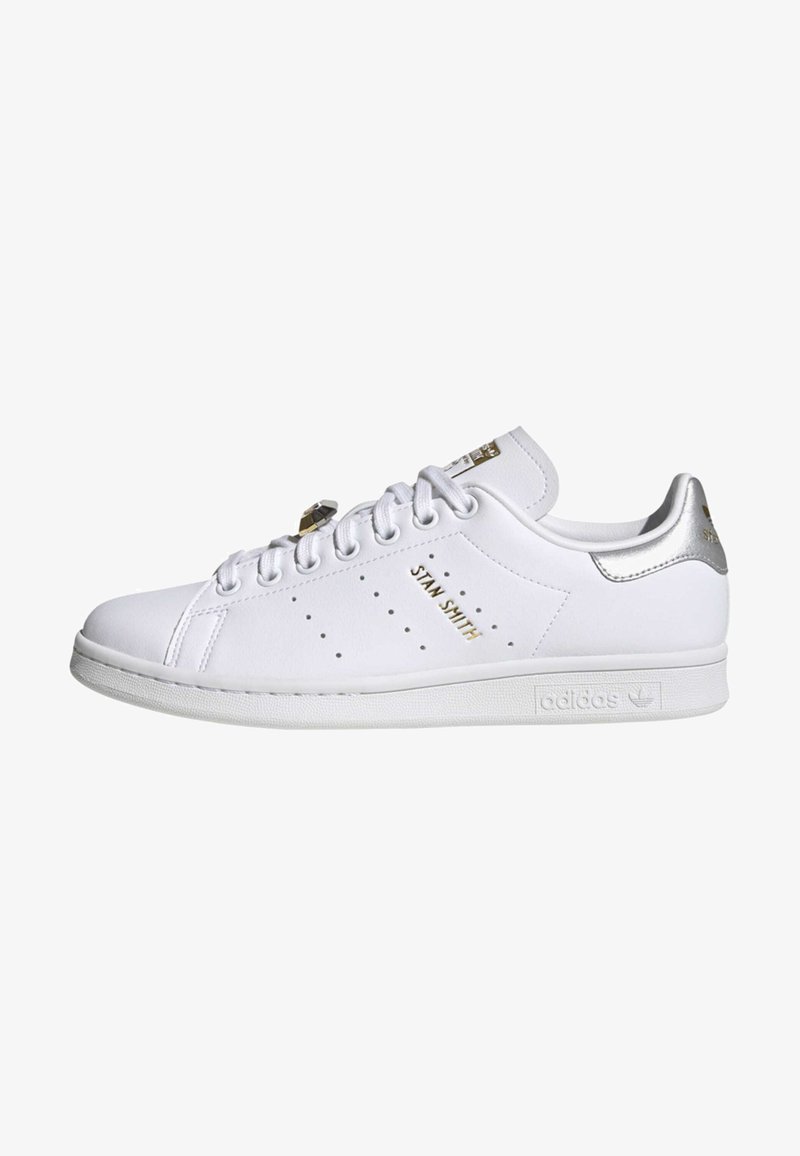 Adidas originals white & silver stan smith trainers Sale