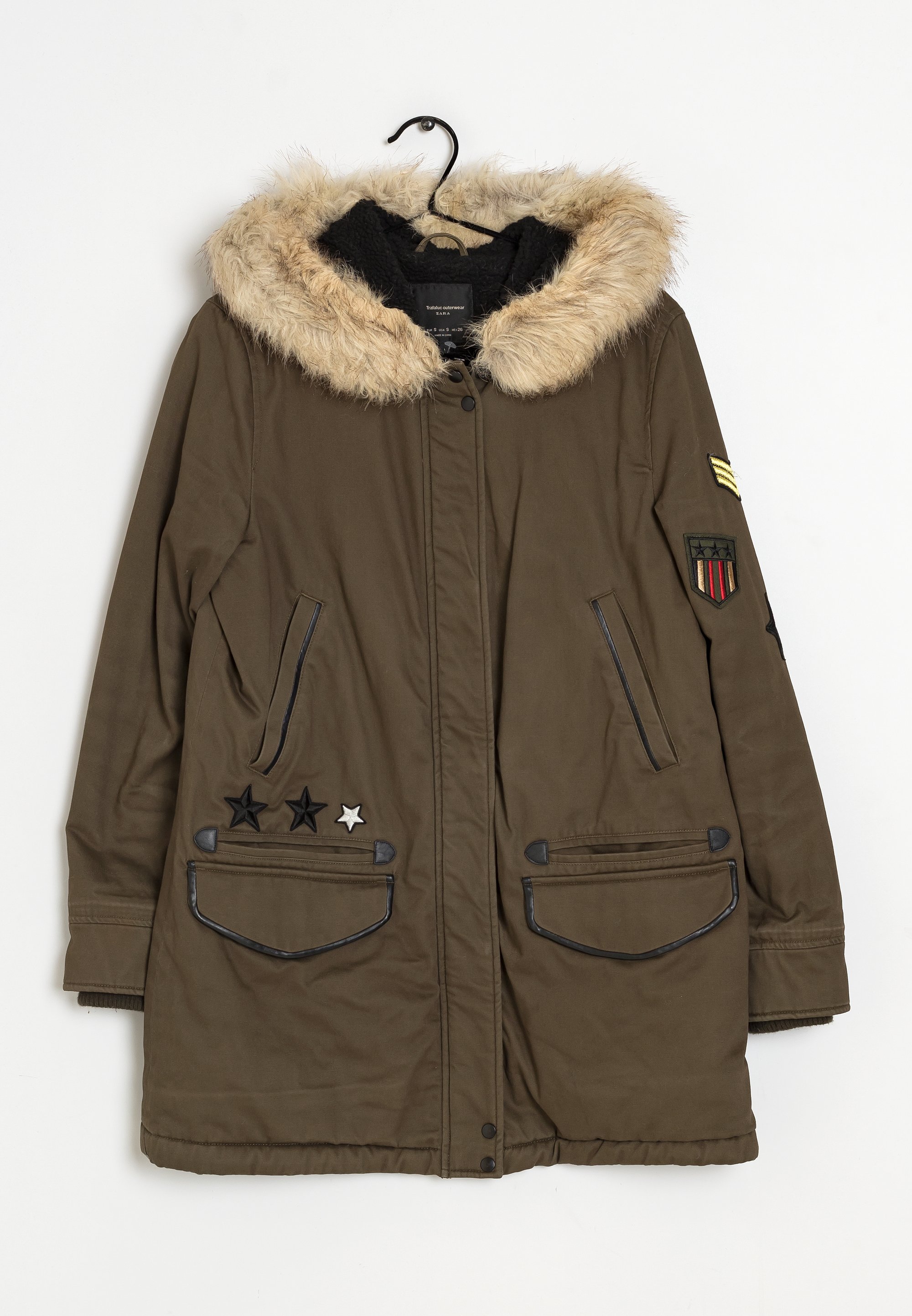 Zara Jacken Parka Grün Damen Zara Winter Parka Parka Oliv Damen
