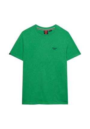 Superdry & Co, SUPERDRY ESSENTIAL SERIF LOGO EMBROIDERED T-SHIRT.. - Camiseta básica - garden green marl blue