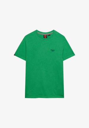 Superdry & Co, SUPERDRY ESSENTIAL SERIF LOGO EMBROIDERED T-SHIRT.. - Camiseta básica - garden green marl blue