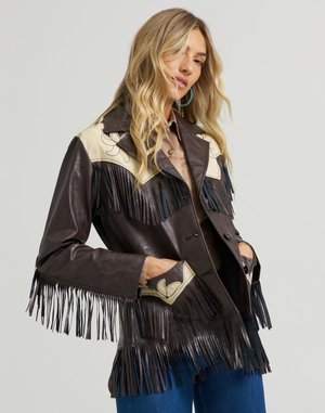 WRANGLER X LAINEY WILSON FRINGE JACKET - Jachetă din imitație de piele - brown