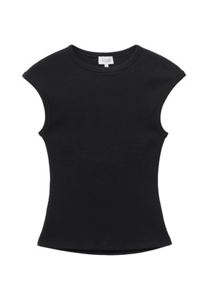 & OTHER STORIES, & OTHER STORIES OPEN-BACK RIBBED TOP - T-shirt basique - black