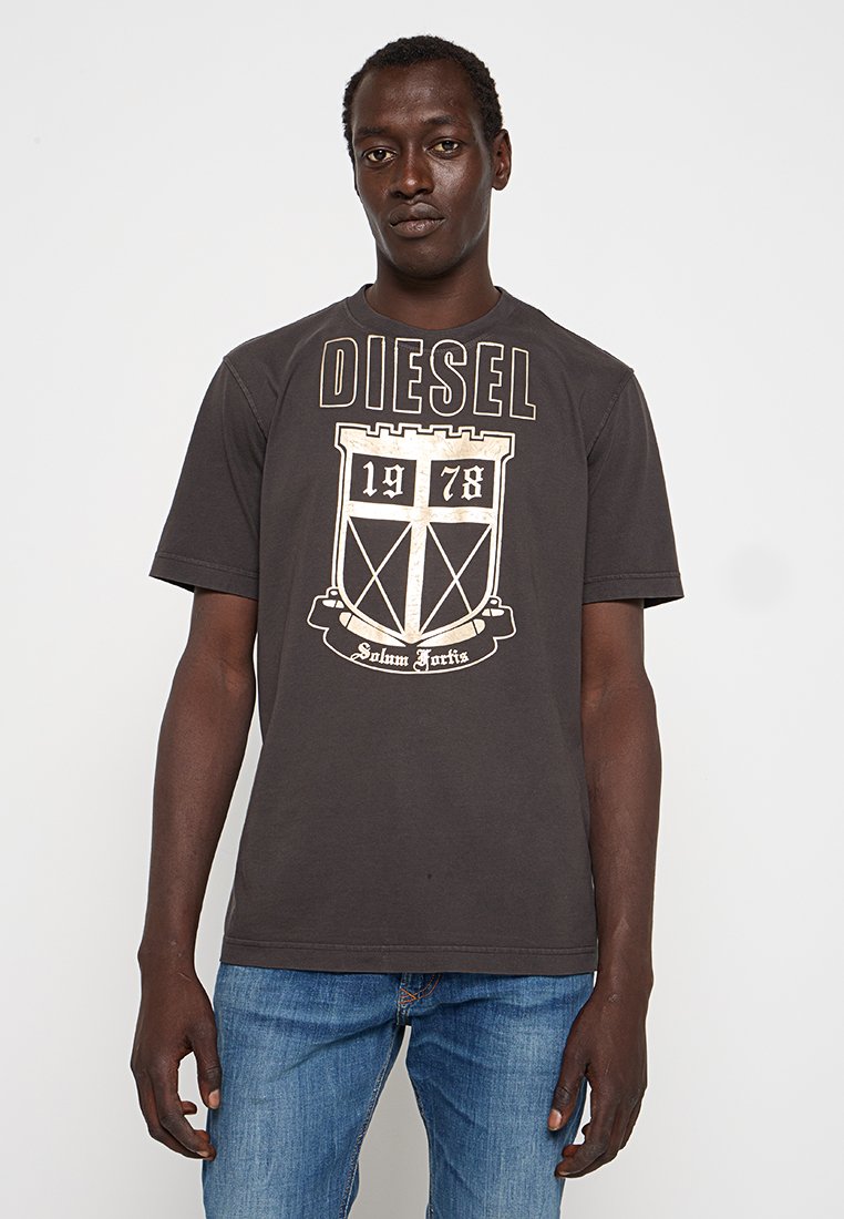 Diesel T-shirt print donkerbruin