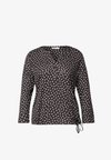 3/4-SLEEVE SHIRT WITH SPLIT NECK AND PRINT - Long sleeved top - black coffee