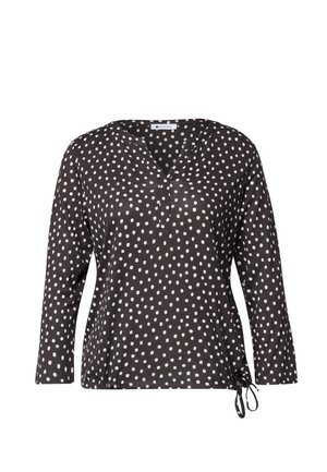 Street One, 3/4-SLEEVE SHIRT WITH SPLIT NECK AND PRINT - Maglietta a manica lunga - black coffee
