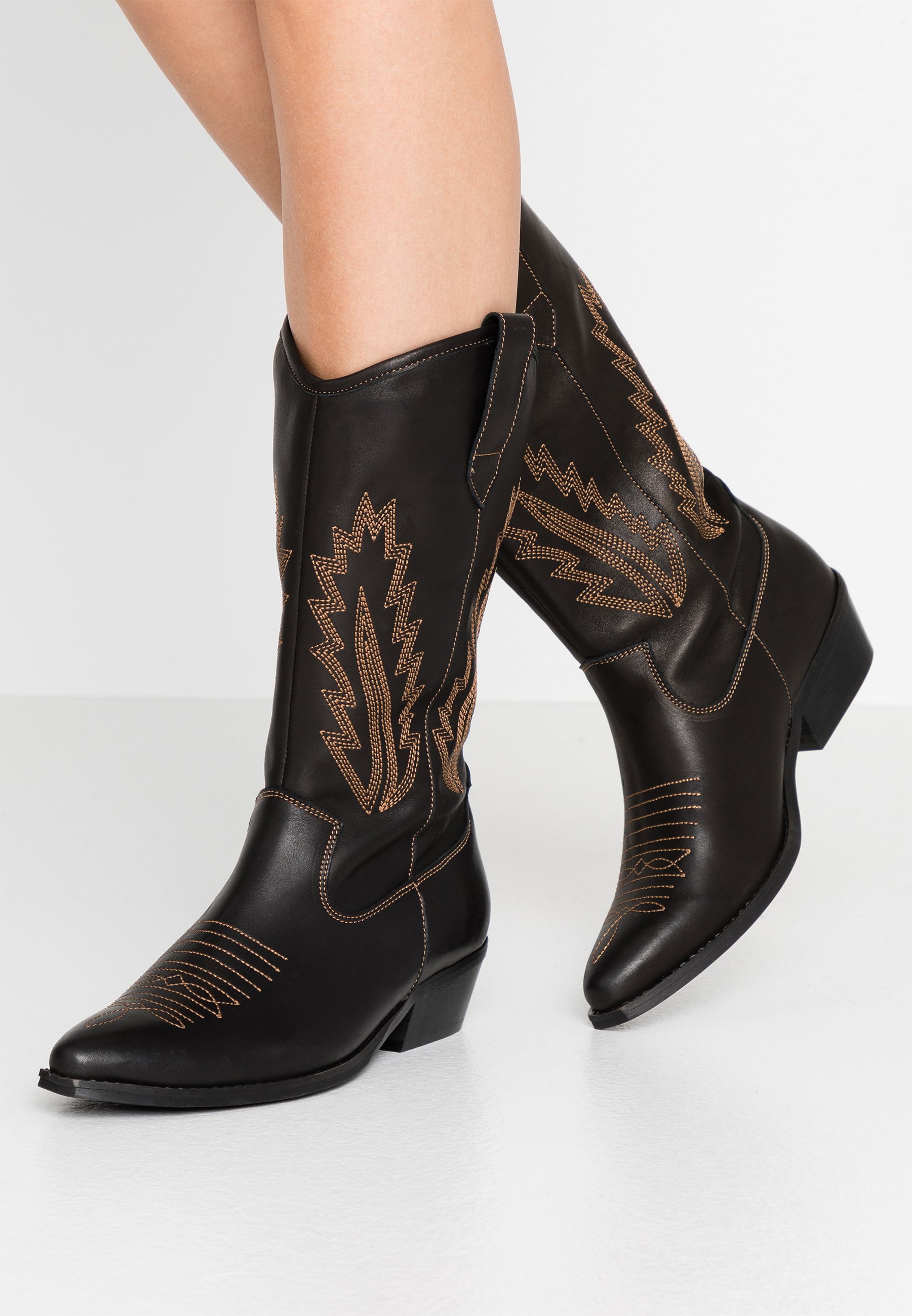 INSTA FEATHER Cowboy Bikerlaarzen blackbrown INSTA FEATHER Cowboy Bikerlaarzen blackbrown