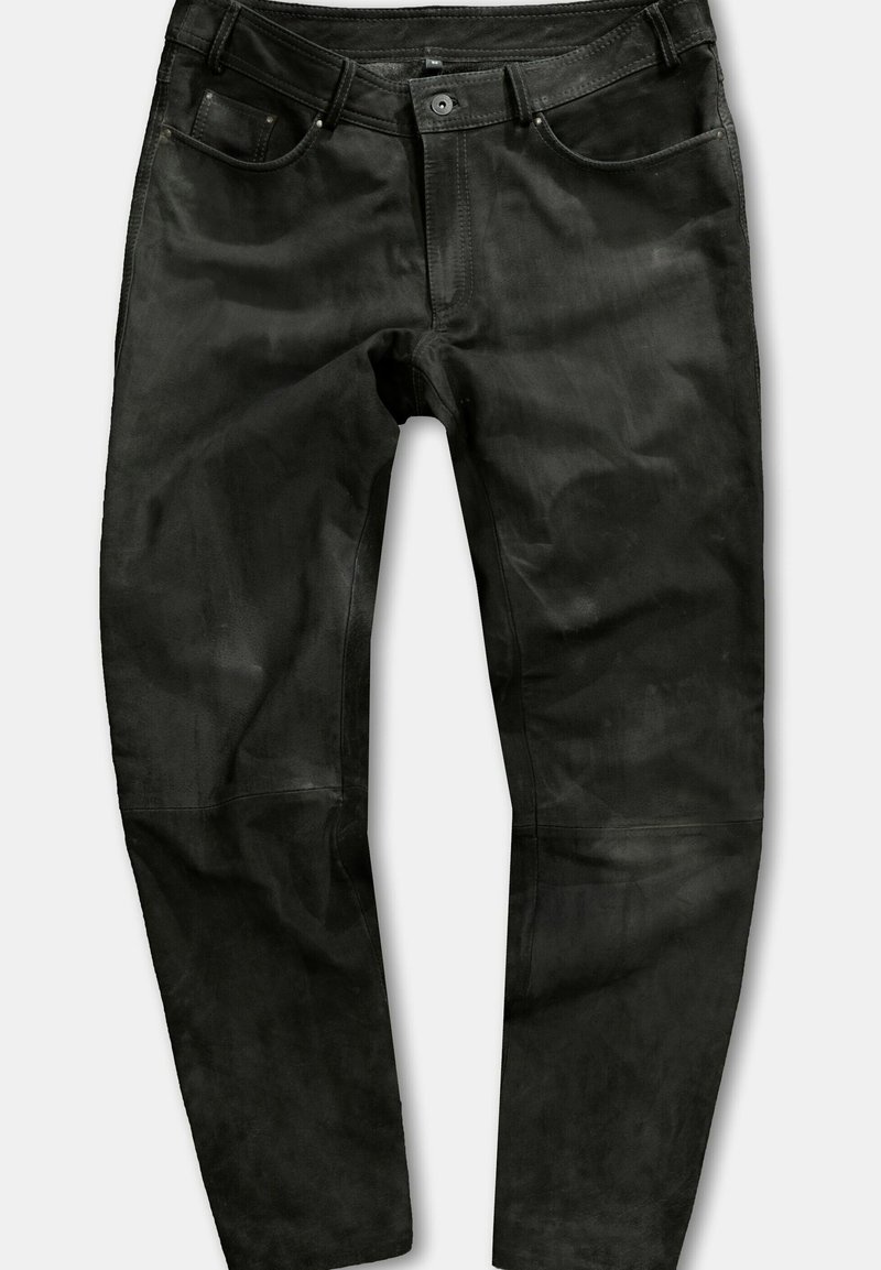 Zwarte jeans met een slim fit, met een gladde textuur, vijf zakken en een knoopsluiting. Minimalistisch ontwerp met subtiele stikseldetails.
