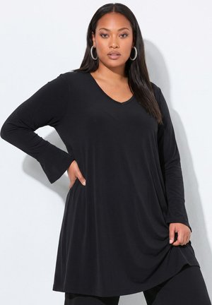 Ulla Popken, MATTE JERSEY TRUMPET SLEEVE TUNIC - Camiseta de manga larga - black