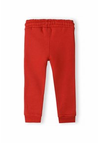 Rode katoenen sweatpants met een elastische tailleband, ribgebreide boorden en een gladde textuur, met een effen kleur ontwerp.