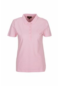 Różowa koszulka polo z mieszanki bawełny, z krótkimi rękawami, kołnierzykiem i zapięciem na trzy guziki. Subtelne wyszywane logo na piersi.