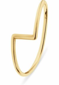 Guldring med en minimalistisk zigzag-form. Glat, poleret overflade med en blank finish. Letvægts og fleksibelt design.