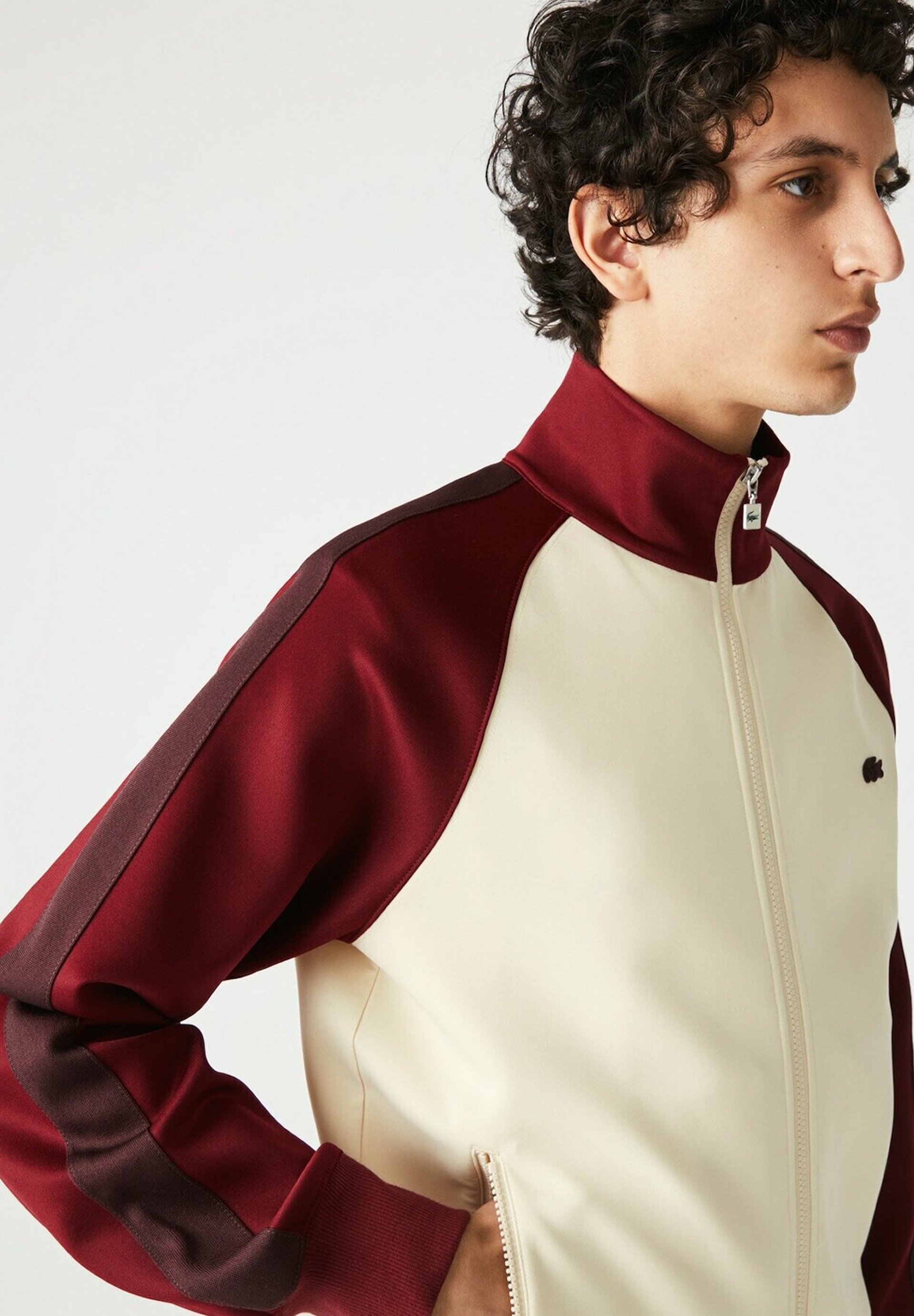 Lacoste Sudadera con cremallera - beige / bordeaux / marron/beige -  Zalando.es