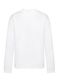 Langärmliges weißes T-Shirt aus Baumwolle mit rundem Ausschnitt und schlichtem Design, gerader Schnitt ohne Muster oder Akzente.