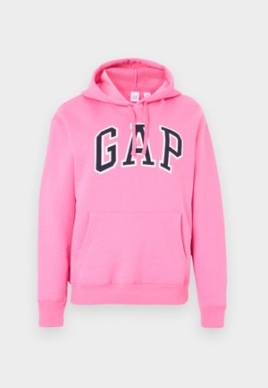 Felpa con cappuccio rosa con tasca frontale e logo GAP nero in lettere grassetto sul petto, con coulisse sul cappuccio.