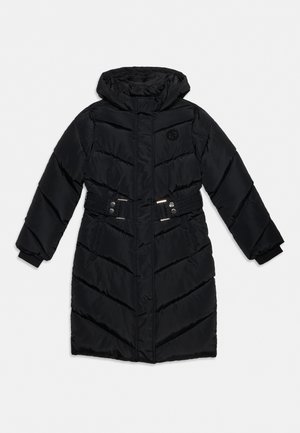 Guess, JUNIOR  HOODED LONG PUFFER ZIP - Зимно палто - jet black